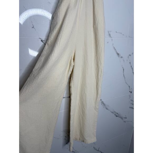 ANTHROPOLOGIE Demi Textured Jumpsuit Neutral Natural 2P Beachy Summer Boho - Picture 5 of 12